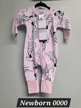 Brand New Bonds Pink Dalmatian Print Newborn Zip One-Piece Newborn 0000